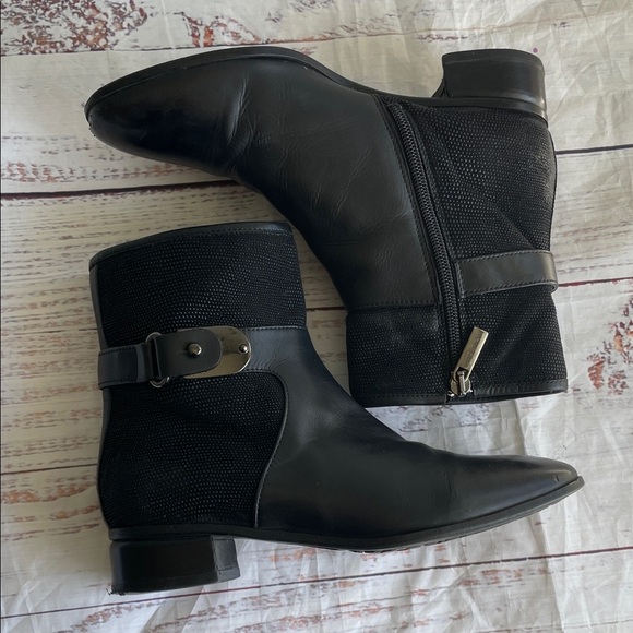 Aquatalia Shoes - Aquatalia Black Leather Ankle Booties Size 6